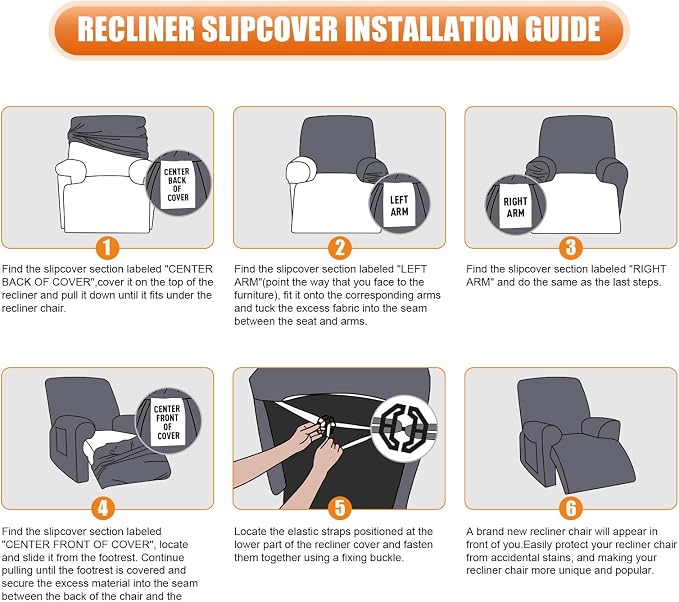 VANSOFY Oversized Recliner Chair Cover, 4-Pieces Stretch Recliner Covers - Image 4