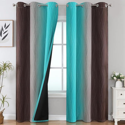 Brown and Teal Ombre Blackout Curtains by ESTELARTEXTILER