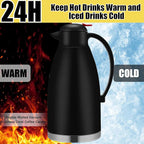 Nuogo 2 Pcs 102 oz Thermal Coffee Carafe Insulated Stainless Steel Carafe Double Walled Vacuum Coffee Thermal Pot with Brush for Home Office Use Keep 24 Hours Hot Water Tea(Black)