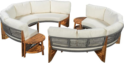 VilroCaz 3-Piece Outdoor Patio Furniture Sectional Sofa Set, 2 Semi-Circle Sofas - Image 9