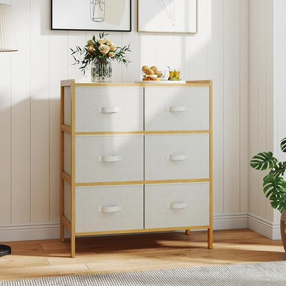 LOKO Fabric Dresser with 6 Drawers, Modern Storage Tower with 6 Folding Fabric - Image 4