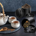 15 Pieces Tea Canisters 8 oz Round Tin Can Containers with Sealed Double Lids for Loose Leaf Tea,Coffee, Sugar, Candy, Spices Storage(Black)