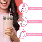 Stainless Steel Straws with covers fit Stanley 30oz tumbler, Reusable 10.5 Inch Metal Straw with Silicone Tips & Cover Caps, Compatible with Stanley Quencher H2.0 (6 Pack: 3 Bent + 3 Straight)