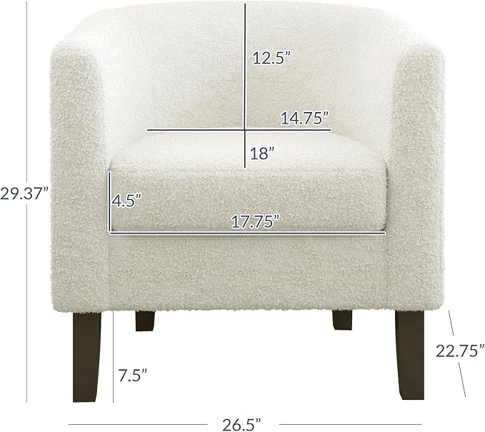 BELLEZE Accent Barrel Chair, Linen Round Chair Club Tub Sofa Corner Chair - Image 2