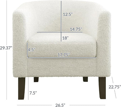 BELLEZE Accent Barrel Chair, Linen Round Chair Club Tub Sofa Corner Chair - Image 2