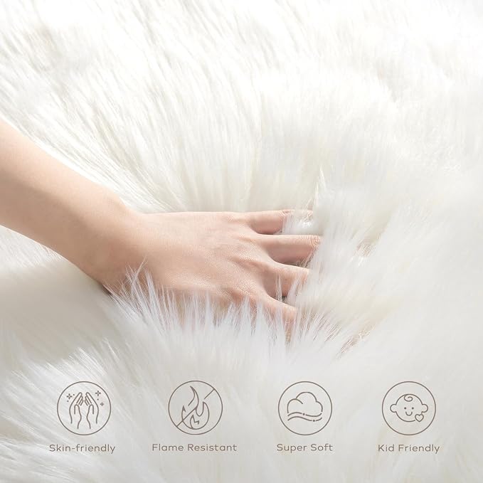 Ashler Faux Fur Rug, Fluffy Shaggy Area Rug Ultra Soft 4 x 6 Feet Rectangle Fur - Image 7