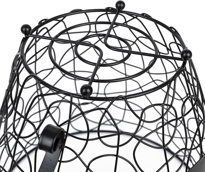 Coffee Pod Holder, Super Large Capacity K-Cup & Nespresso Capsule Basket, XL Metal Kcup Storage, Bar Organizer for Kitchen Dinning Room Office Home Cafe Hotel (Black-Round-Cup)