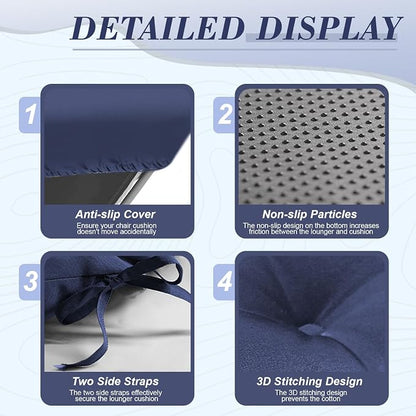 Outdoor Chaise Lounge Chair Cushion 74.2 x 22 x 4.7 Inches Thickened 100% - Image 4
