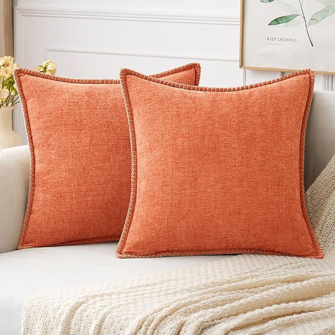 MIULEE Decorative Couch Throw Pillow Covers 18x18 Inch Coral Red 2 Pack | by MIULEE
