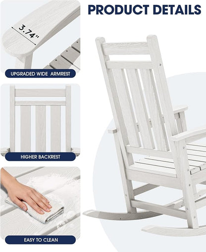 KINGYES Oversized Outdoor Rocking Chair, All-Weather Patio Rocking Chairs - Image 8