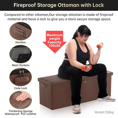 ENGPOW Storage Ottoman, Fireproof Folding Bench - Image 5