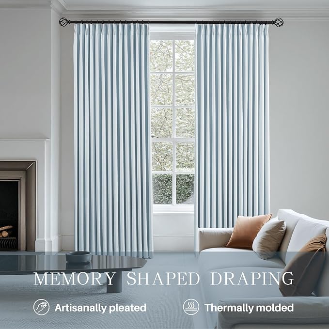 AUSSPVOCT Pinch Pleated 90 Inch Linen Curtains 100% Blackout - Image 3