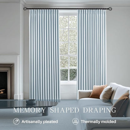 AUSSPVOCT Pinch Pleated 90 Inch Linen Curtains 100% Blackout - Image 3