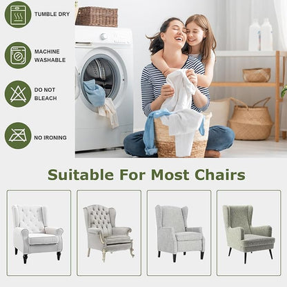 HAOYONG Wing Chair Slipcovers Waterproof Spandex Wingback Chair Covers 2 Pieces - Image 6
