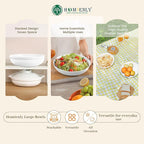 Homienly Wheat Straw Bowls,Large Salad Bowls Set of 2,Big bowls 60 OZ, Unbreakable Serving Bowls, Bowl Plates, Microwave & Dishwasher Safe Bowl Set for Outdoor, Kitchen, Serving, Camping (White)