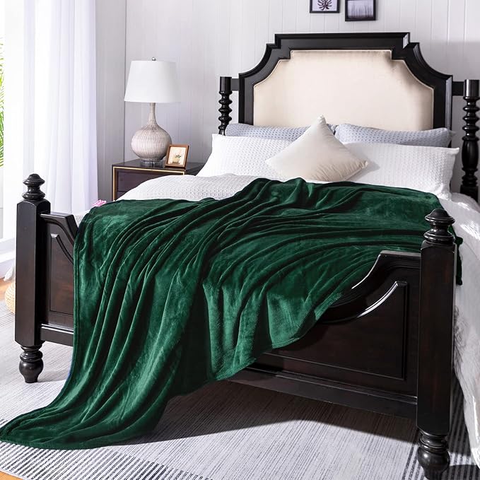 Forest Green Fleece Plush Throw Blanket 60"x80"for Couch Fuzzy Cozy Flannel | - Image 3