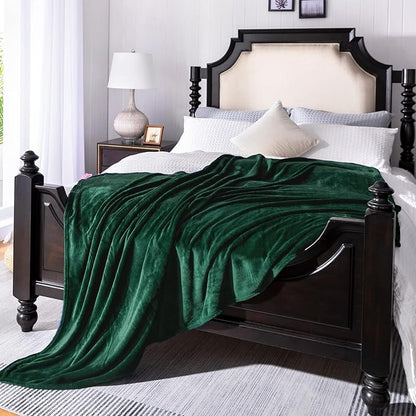 Forest Green Fleece Plush Throw Blanket 60"x80"for Couch Fuzzy Cozy Flannel | - Image 3