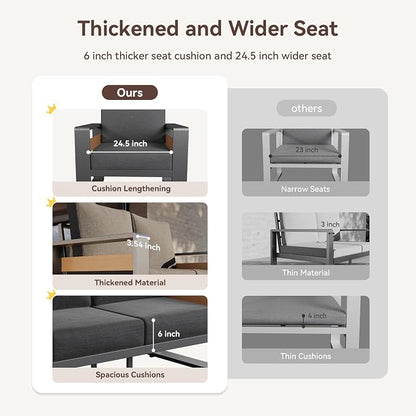 Aoxun Aluminum Patio Furniture Set, 5 Seats Sectional Metal Patio Furniture - Image 7