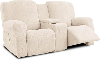 Recliner Loveseat Covers with Console, 6-Piece Stretch Geometric Strokes by Unknown