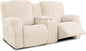 Recliner Loveseat Covers with Console, 6-Piece Stretch Geometric Strokes by Unknown