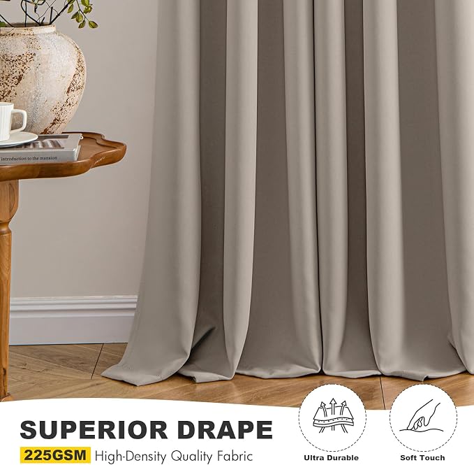 MIULEE Blackout Curtains for Bedroom 2 Panels 40 x 45 Inch Long Stone | Thermal - Image 5