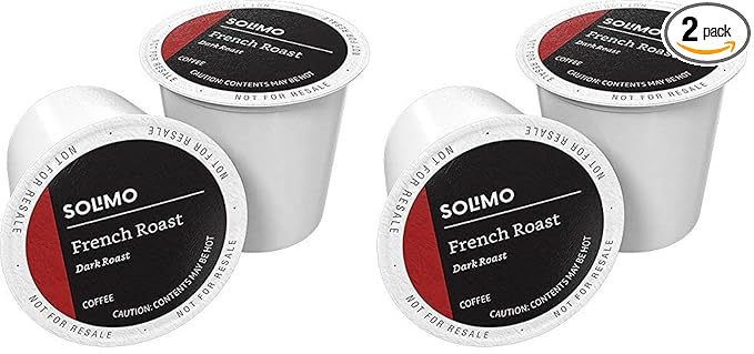 Amazon Brand - Solimo Dark Roast Coffee Pods, French Roast, Compatible with Keurig 2.0 K-Cup Brewers, 100 Count (Pack of 2)