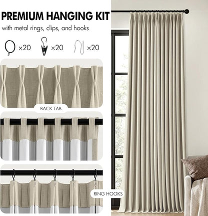 MIULEE Burlywood Birch Pinch Pleated 100% Blackout Curtains 40x96 Inches | Room - Image 8