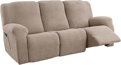 5-Piece Recliner Sofa Covers, Stretch Geometric Strokes Jacquard Recliner Sofa by Unknown
