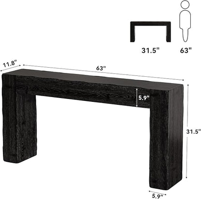 Solid Wood Console Table, 63-Inch Farmhouse Sofa Table Behind Couch - Image 2