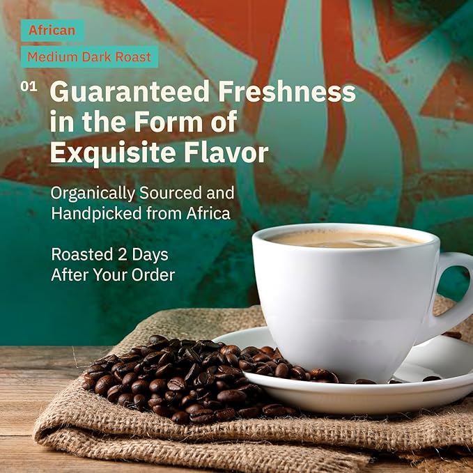 Horn of Africa Signature Reserve Espresso Blend - Medium Dark Roast Coffee Beans, Freshly Roasted To Order Whole Bean Coffee, Specialty Grade, Fair Trade and Non-GMO African Espresso Beans - 5LB