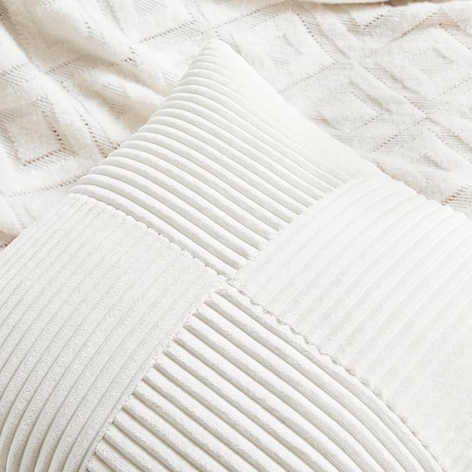 Fancy Homi 2 Packs Cream White Lumbar Decorative Throw Pillow Covers 14x22 Inch - Image 4