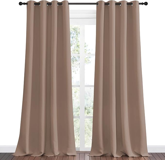 NICETOWN Bedroom Blackout Curtains and Drapes, 55 by 102 Inch, Cappuccino - Image 2