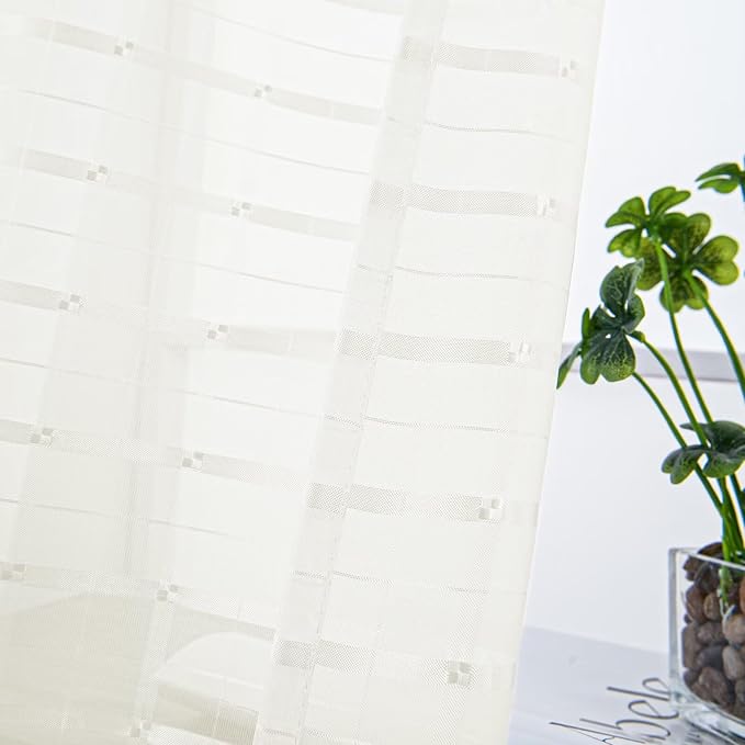 SpaceDresser Check Sheer Curtains 36 Inches Long - Image 2