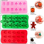 Christmas Silicone Chocolate Molds 5PCS Christmas Trees Snowflake Socks Bells Gingerbread Man Santa Shape Baking Molds for Chocolate Jelly Soap Fondant Candy Candles Pastry Gummies Cake Decorating