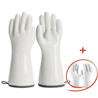 Silicone Oven Gloves - Heat Resistant, Barbecue, Reusable, Waterproof, Cotton Lined Mitts - XL