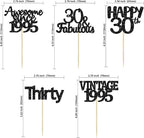 Gyufise 30Pcs Black Glitter Vintage 1995 Cupcake Toppers Awesome Since 1995 Cake Decorations Cheers to 30 Fabulous Thirty Cupcake Picks 30th Birthday Wedding Anniversary Party Cake Decorations