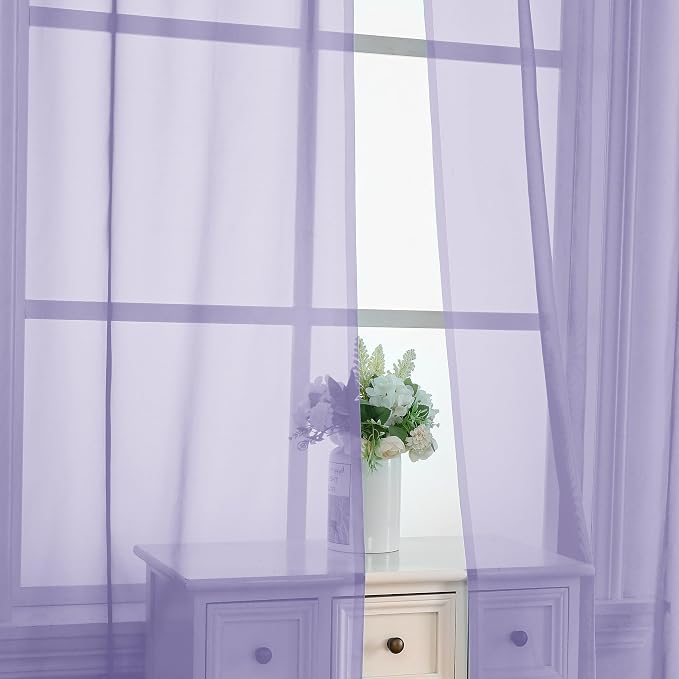 Lavender Sheer Curtains 84 Inches Long 2 Panels - Image 5