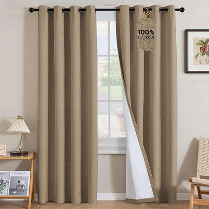 H.VERSAILTEX Linen Blend Curtains 100% Blackout Curtains by HVERSAILTEX