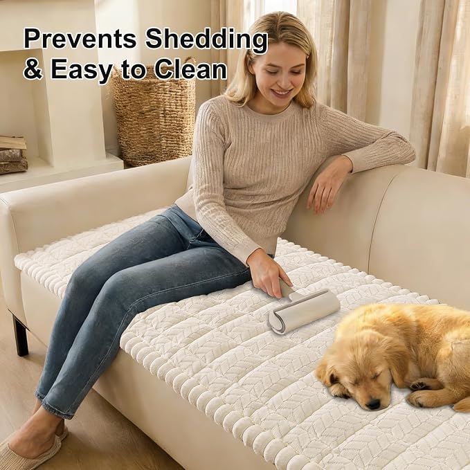 Smiry Couch Cover for Dogs, Non Slip Fuzzy Pet Sofa Arm Covers Washable | Sofa - Image 3