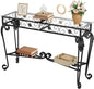 HavenlyYouth Console Table 47.2", Tempered Glass Sofa Tables, Vintage Entryway by HAVENLYYOUTH