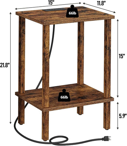 TUTOTAK End Table with Charging Station, Small Side Table with Outlets - Image 3