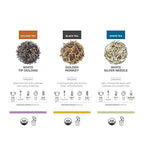 Teabloom Masters Collection - Six Rare Single-Origin Organic Loose Leaf Teas - Milky Oolong, White Silver Needle, Big Red Robe, Golden Monkey, Jade and White Tip Oolong