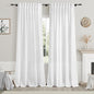 White Linen Curtains 84 Inch Length 2 Panels Set by Nanspring