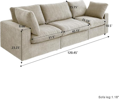 Cloud Modular Sectional Sofa Couch, 120.45" Convertible Couches 3 Seater Sofa - Image 2
