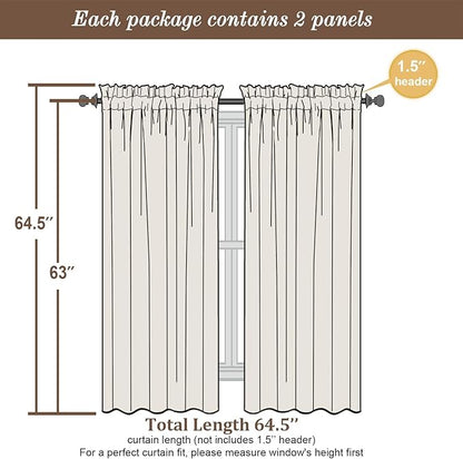 Chyhomenyc Sheer Curtains 63 Inch Length 2 Panels, Soft Airy, Rod Pocket - Image 9