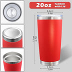 20oz Tumbler Bulk Stainless Steel Tumblers with Lid Vacuum Insulated Double Wall Travel Coffee Mug Powder Coated Tumbler Cup for Hot and Cold Drinks(Red, 6 pack)