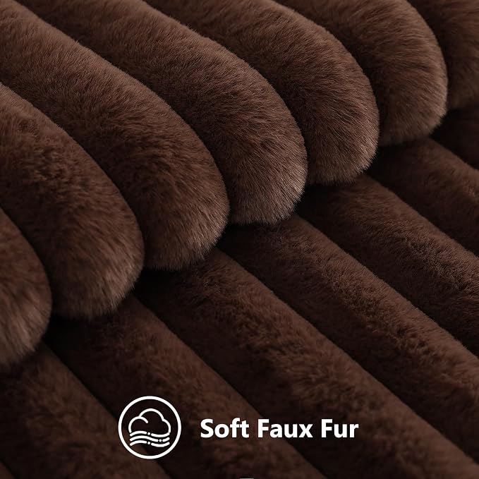 decorUhome Fall Faux Fur Throw Pillow Covers 20x20 Set of 2 Dark Brown | - Image 7