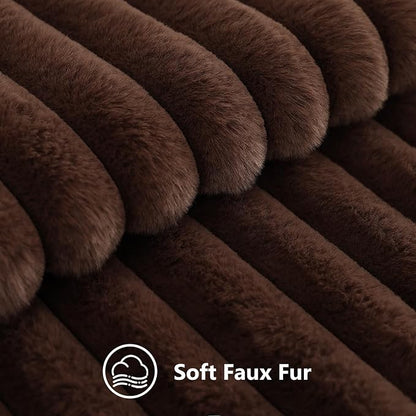 decorUhome Fall Faux Fur Throw Pillow Covers 20x20 Set of 2 Dark Brown | - Image 7
