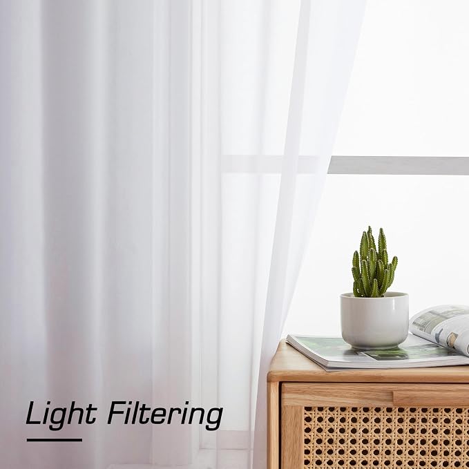 Simplebrand Rod Pocket Top Solid Voile Sheer Curtains - Image 3