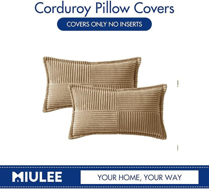 MIULEE Decorative Lumbar Throw Pillow Covers 12x20 Inch Khaki 2 Pack | Boho - Image 6